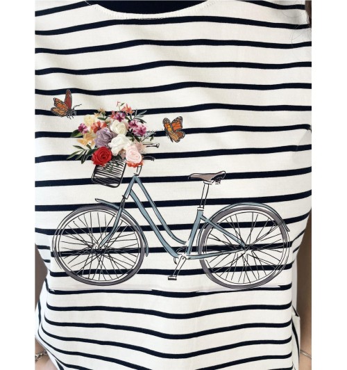 Camiseta listas y bike AZUL... 2