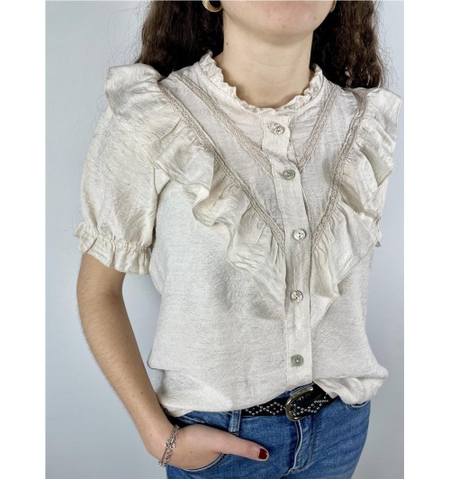 Camisa mo entredos dibujada BEIGE... Camisa mo entredos dibujada BEIGE...