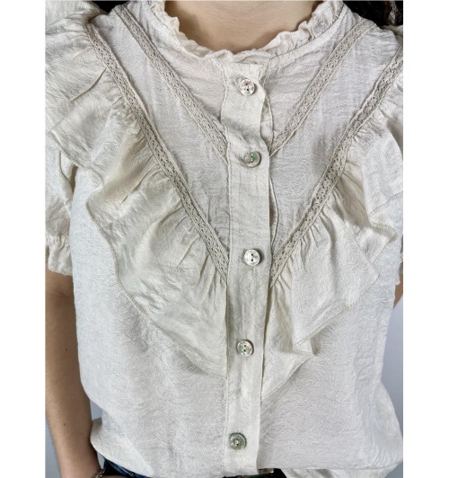 Camisa mo entredos dibujada BEIGE... Camisa mo entredos dibujada BEIGE...