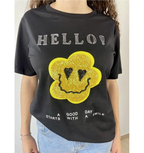 Camiseta hello emoticono...