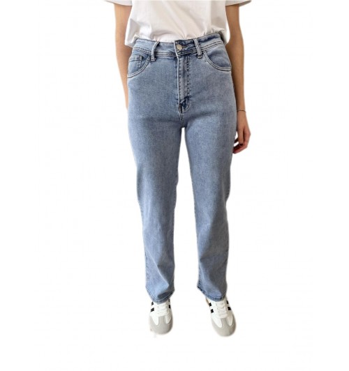 Jeans straight led washed roto AZUL...