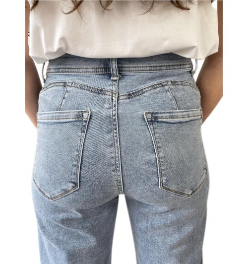 Jeans straight led washed roto AZUL...