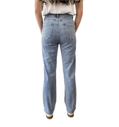 Jeans straight led washed roto AZUL...