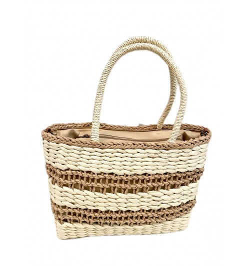 Bolso tote rafia bicolor