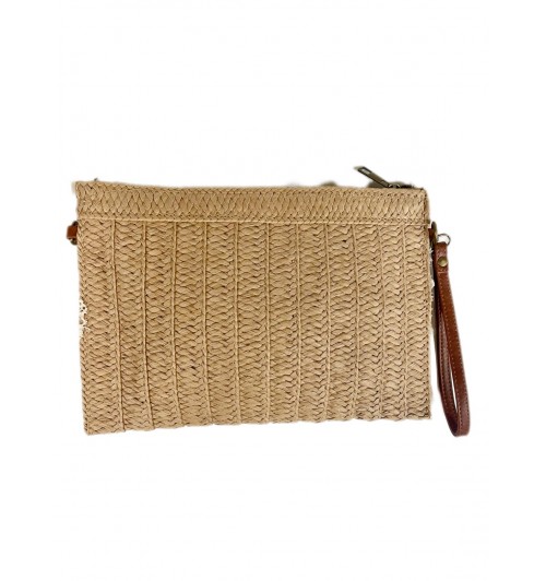 Cartera mano rafia pasamanería y conchas Cartera mano rafia pasamanería y conchas