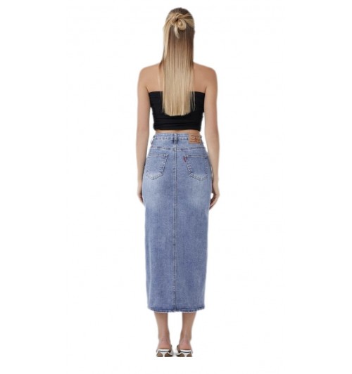 Falda jeans elástica abertura