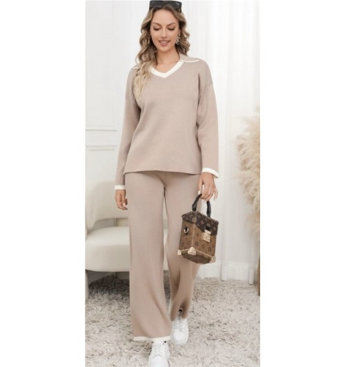 Conjunto polo y pantalón punto