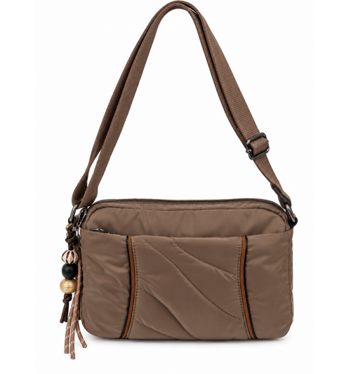 BANDOLERA NYLON RIBETE BEIGE