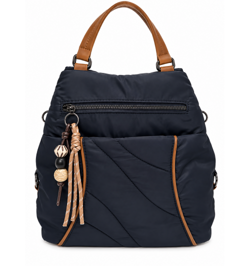 MOCHILA NYLON RIBETE AZUL MARINO