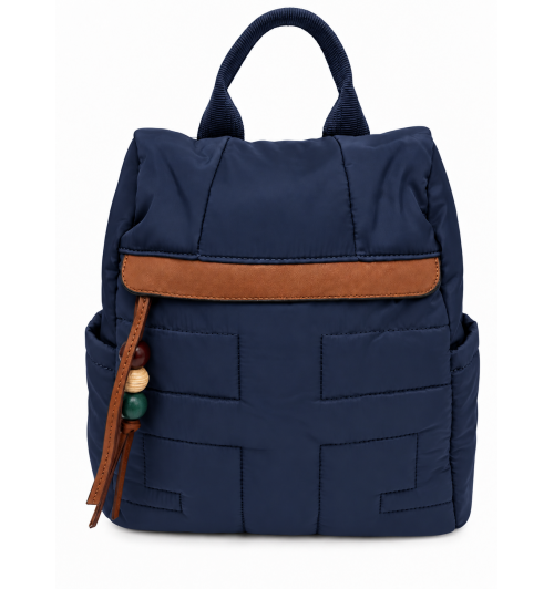 MOCHILA NYLON RIB. CUERO...