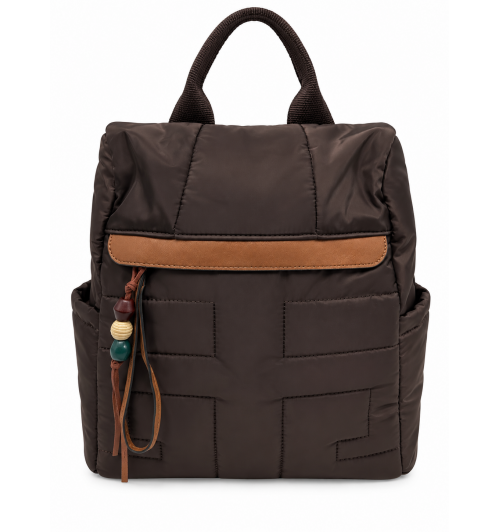 MOCHILA NYLON RIB. CUERO