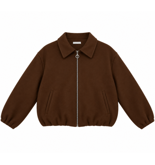CHAQUETA PAÑO BOMBER CHOCOLATE