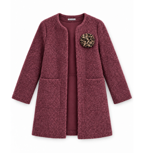 CHAQUETA CAFTÁN LANA BROCHE FL GRANATE