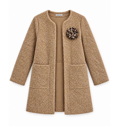 CHAQUETA CAFTÁN LANA BROCHE FL CAMEL