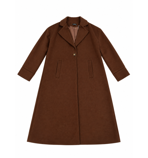 ABRIGO SOLAPA  MIDI MARRON