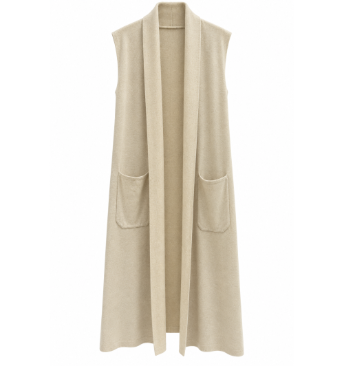 CHALECO CAFTÁN PTO LARGO BEIGE