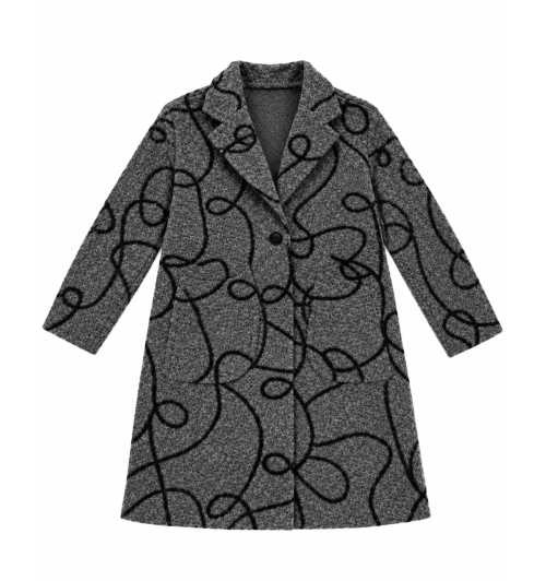 ABRIGO MIDI LANA BORDADOS GRIS