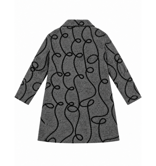 ABRIGO MIDI LANA BORDADOS GRIS