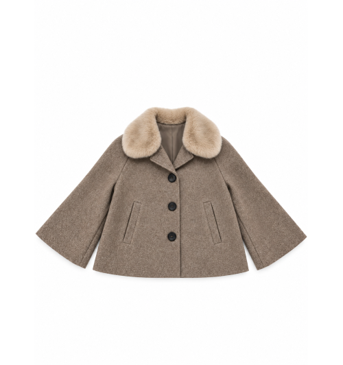 CHAQUETA PAÑO CORTA CUELLO PELO