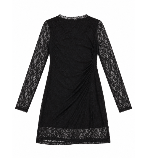 VESTIDO ENCAJE MIDI DRAP. LADO NEGRO
